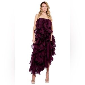Ciebon Irina Structured Ruffle Cocktail dress in Plum